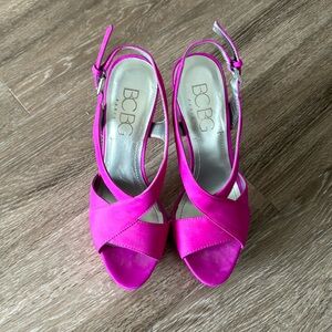 BCBG hot pink suede heels